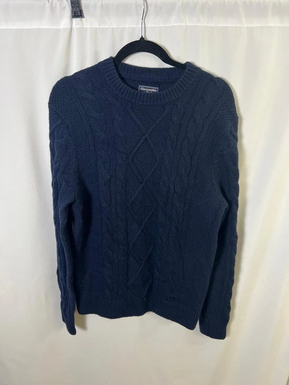Abercrombie & Fitch Navy Cable Knit Sweater Medium Classic